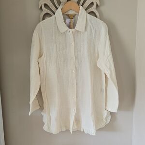 NWT April Cornell 100% Cotton Button Down Blouse Size Medium